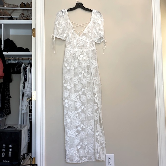 For Love & Lemons white daisy crochet maxi dress - Picture 7 of 17